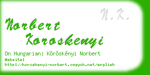 norbert koroskenyi business card