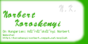 norbert koroskenyi business card